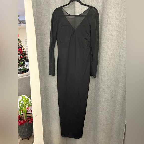 Popilush Long Sleeve Prom Maxi Dress for Women Mesh Shapewear Bodycon Dress - Picture 5 of 8